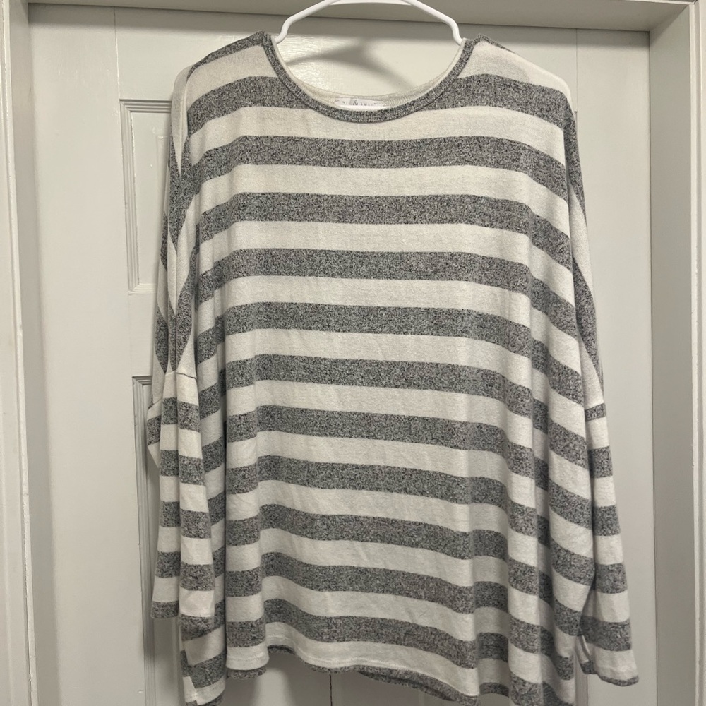 Chic Striped Long Sleeve Tunic Tops